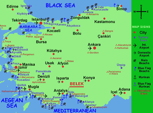 Белек на карте Турции (18Kb)
